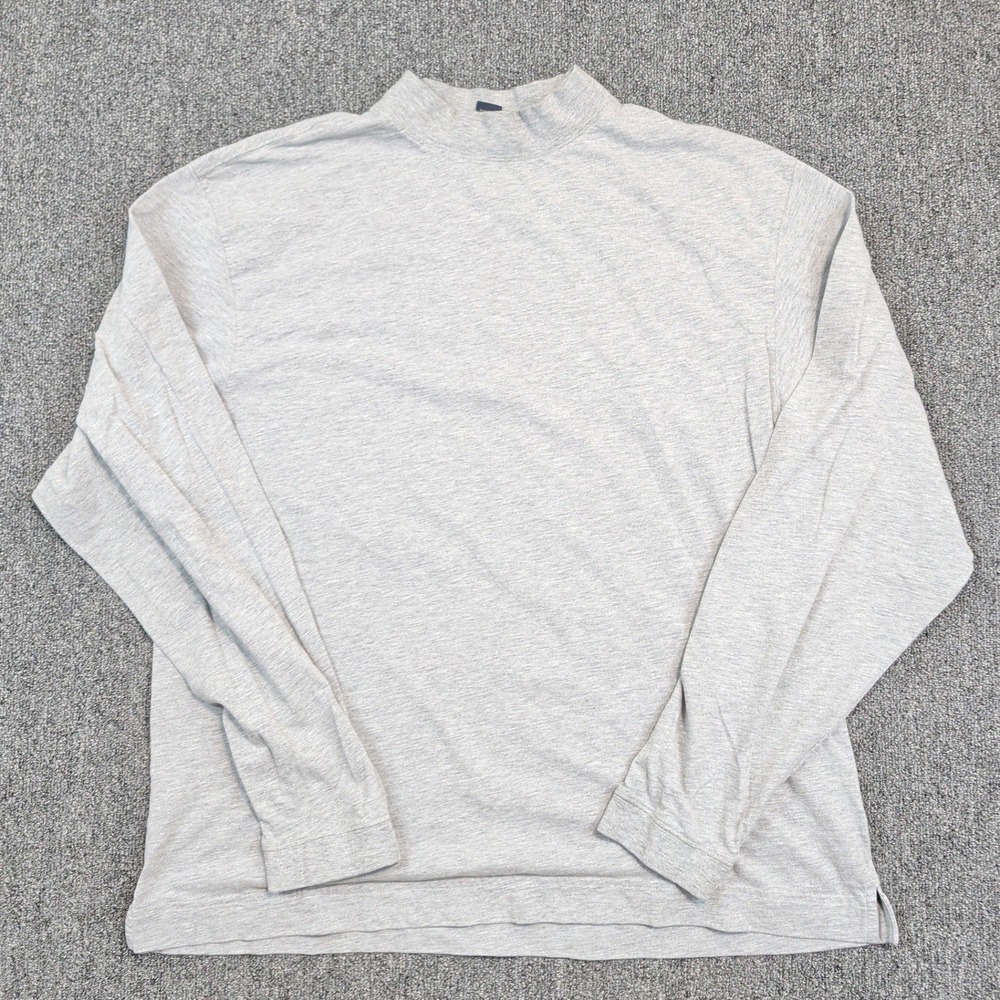 Devon & Jones 90s Minimalist Mock Neck Shirt XL Gray Cotton Blend Layering Basic